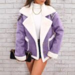 Fashion Polo Collar Plush Jacket Winter Warm Casual Jacket