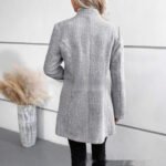European And American Leisure Vertical Pattern Women’s Woolen Jacket Zipper
