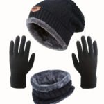 Winter Outdoor Riding Set: Hat, Gloves, and Scarf – Black