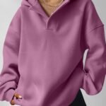 Women’s Solid Color Hoodies Long Sleeve Hooded Solid Color Loose Sweater