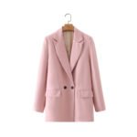 Solid Color Double-breasted Loose Casual Suit Jacket