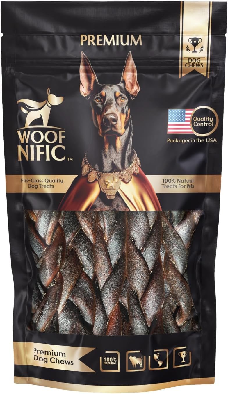 Woof Nific Braided Collagen Sticks for Dogs – Natural Beef Chew