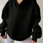 Women’s Solid Color Hoodies Long Sleeve Hooded Solid Color Loose Sweater