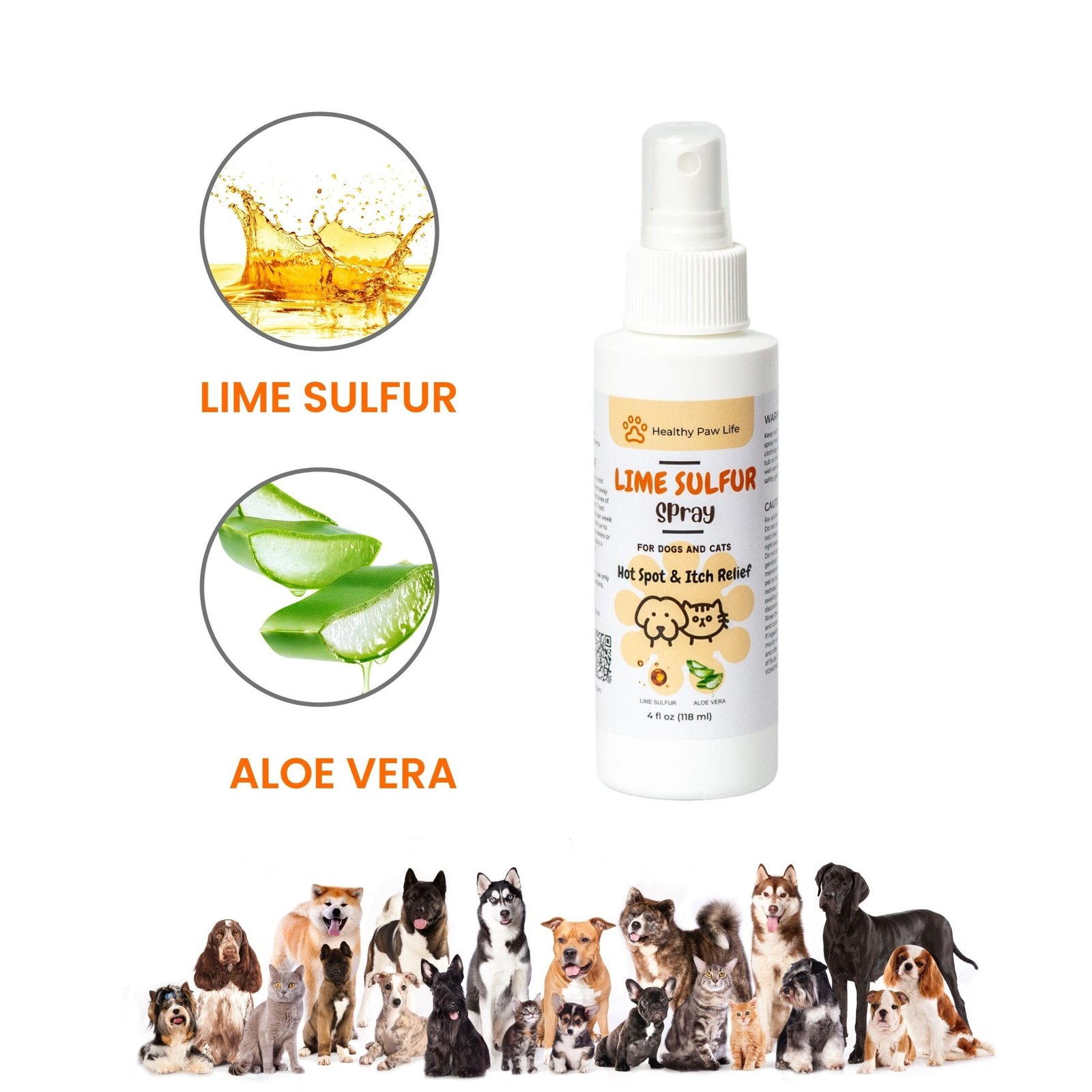 Healthy Paw Life’s Lime Sulfur Pet Skin Cream and Spray – 2 Piece Set