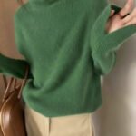 Foreign style autumn and winter turtleneck 100% pure cashmere sweater women lazy loose thick jumper knitted wool base shirt