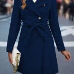 Ladies’ Mid-length Solid Color Belt Coat, Casual Commuting Elegant Versatile Autumn And Winter Outerwear, Stand Collar Single-button Long Sleeve Coat.