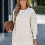Zippered Crew Neck Sweatshirt Dress