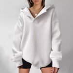 Women’s Solid Color Hoodies Long Sleeve Hooded Solid Color Loose Sweater