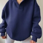 Women’s Solid Color Hoodies Long Sleeve Hooded Solid Color Loose Sweater