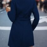Ladies’ Mid-length Solid Color Belt Coat, Casual Commuting Elegant Versatile Autumn And Winter Outerwear, Stand Collar Single-button Long Sleeve Coat.