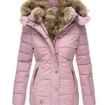 Fur collar long sleeve slim-fit cotton coat